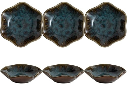 6 Stück Dipschalen Set,Keramik Kleine Schüsseln,Keramik Dip Schälchen Sind Langlebig,Dip Schalen Set Für Snackschalen,Snack Schalen,Sojasauce,Sushi,Antipasti,Schlüssel,Schmuck,Deko Schale(Pfau)