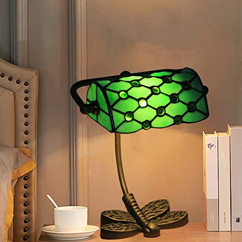 bordslampa bordslampa grön kristallpärla bordslampa färgad glas bordslampa, justerbar minne pianolampa, vardagsrum och sovrum liten lampa