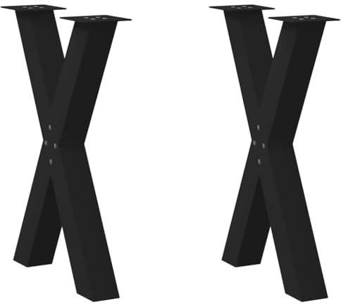 vidaXL Patas para mesa de comedor en forma de X (2 unidades), color negro, 60 x (72-73) cm, acero