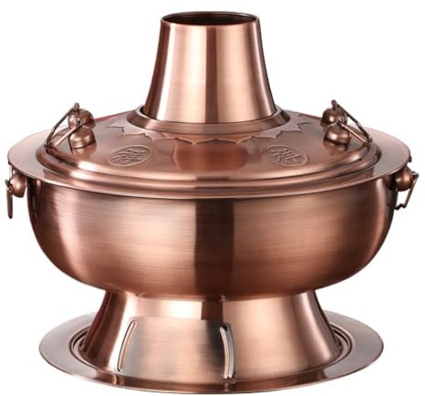 CSSQCSSUANB Pentola Calda in Rame, Traditional Chinese Hot Pot Vintage Shabu Pot Stainless Steel Hotpot Cooker Chinese Hot Pot,A-34cm(30cm)
