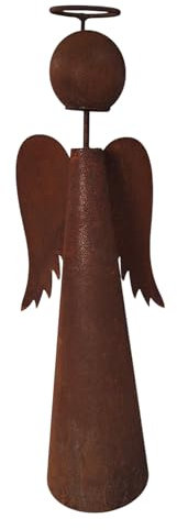 Bornhöft Figura de ángel de metal oxidado para jardín, decoración de jardín en 3D, XXL, oxidada, decoración para tumba, decoración de jardín, entrada