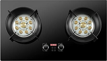 Cuisinière à gaz 75CM avec 2 brûleurs, Support de Casserole en Fonte à Flamme élevée à 9 cavités, cuisinière indépendante à synchronisation bilatérale (GPL)