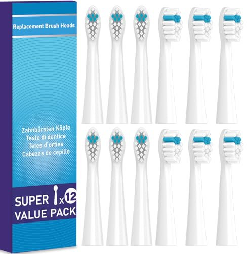 12 Stück Medium Aufsteckbürsten kompatibel mit Oral B Pulsonic Elektrischen Zahnbürste,Gum Care Ersatzbürstenköpfe kompatibel mit Pulsonic,mit Staubschutzhülle,weiß
