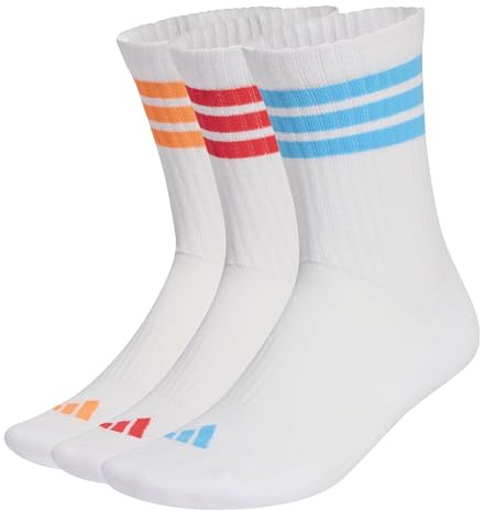 adidas Mixte 3STRIPES CUSHIONED SPORTSWEAR CREW SOCKS 3 PAIR PACK, white/Lucid Orange/lucid red, 42-45