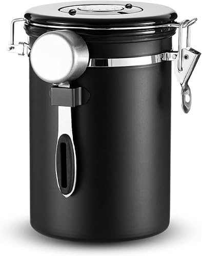 Ruikcoll Sealed stainless steel coffee container. 1.8 l coffee bean container with outlet valve. Can store coffee beans, nuts, and cocoa.