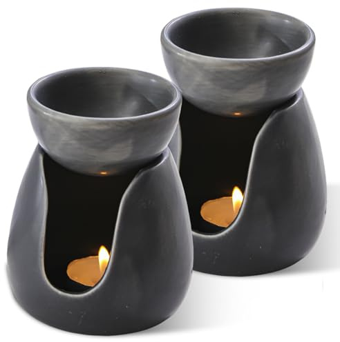 GOMETY Juego de 2 lámparas aromáticas para aceites esenciales, lámpara aromática de cerámica, portavelas, quemador de cera de cera para aromaterapia, decoración del hogar, Halloween, Navidad