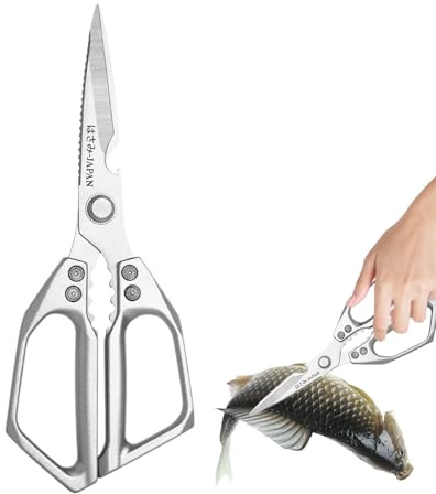 Cesoie da cucina per alimenti | Forbici da pollame robuste | Utensile da taglio in acciaio inossidabile per pollame carne, pesce, verdure, frutti di mare, preparazione alimentare, lavabile