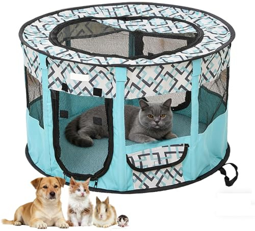 Caja plegable para perros para el hogar, caño para cachorros, plegable de tela Oxford y malla transpirable, jaula de 70 cm, parque para cachorros, tienda de juegos para interior y exterior (verde)