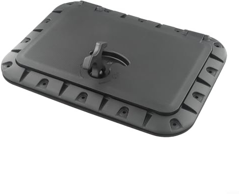 Portello marino quadrato nero per kayak e canoa, ponte 25x35cm con cerniere di bloccaggio a 90 gradi e borsa rossa