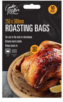 Clear Food Grade Polyester Roasting Bags, 10 Pack (25cm x 38cm) - Oven & Microwave Safe, Perfect for Cooking, Baking, and Roasting