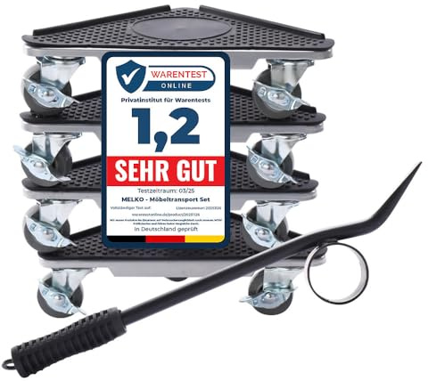 Melko 7-TLG. Möbeltransport Set Möbelheber mobiler Umzughelfer Möbelrollen Möbelgleiter bis 1050 kg Rot