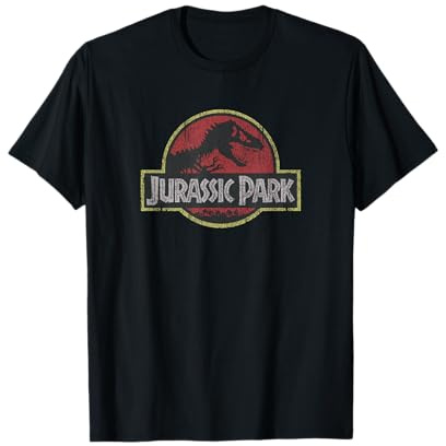 Jurassic Park Classic Retro Red Distressed Logo T-Shirt
