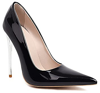 Donna Fashion Pointed Toe Stiletto Slip-on tacco alto con 12 cm Easy Walking Evening Party Pumps for Women Big Size Z21-27s, Nero , 40 EU