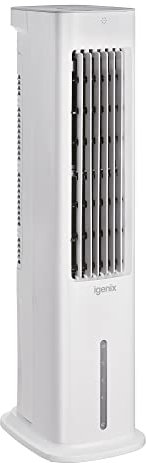 Igenix IG9706 Evaporative Air Cooler with Remote Control and LED Display, 3 Fan Speeds with Oscillation Function, 7 Hour Timer and 5 Litre Water Tank for Home or Office Use, White
