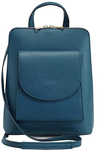 Modarno Rucksack und Umhängetasche Doppelfunktion Mehrzwecktasche für Damen aus echtem Leder 2 in 1, Petrol