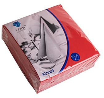We Can Source It Ltd - Pocket Pop in Airlaid Napkins | 40cm 8 Fold | Linen Feel Luxury Feel Paper - Bright Red - 500 Napkins (10 Packs)
