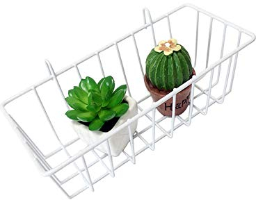 FIYSON Drahtkorb zum Aufhängen, Drahtgitter Wandkorb,9inx3.9inx3.1in Gitter-Wand-Aufbewahrungskörbe mit Haken für Heimdekoration, Küche, Badezimmer, Organizer und Draht-Wandkörbe, Regale (Weiß)