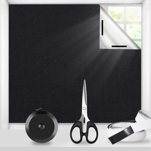 Cortina oscurecedora para Ventanas sin taladrar, 100% Opaca y con protección Solar Tela oscurecedora Oxford 420D con ventosas| 2m x 1,45m Negro| Lámina de protección Solar para Ventanas
