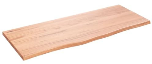vidaXL Wandregal, Holzregal Regal Handgefertigt mit Baumkante, Wandboard Regalbrett Deko, Bücherregal Hängeregal, Hellbraun 100x40x2cm Massivholz Eiche Behandelt