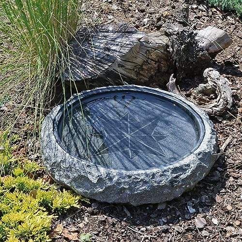 CLGarden Granit Vogeltränke Windrose Ø 35cm Vogelbad Insektentränke Stein Garten Winterfest frostsicher Wasserschale Vögel