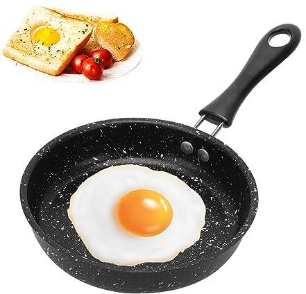 RANJIMA Mini poêle Ø 16 cm Petite poêle anti-adhésive à induction avec poignée résistante à la chaleur, anti-adhérente, poêle à œufs frites portable pour le camping, la cuisine, la cuisinière à gaz