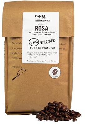 CAFE SIN INTERMEDIARIOS - Rosa - Café mezcla de origen India y Brasília En grains non moulus - Torréfaction hebdomadaire - Emballé a l'expédition - Intensité de saveur elevada
