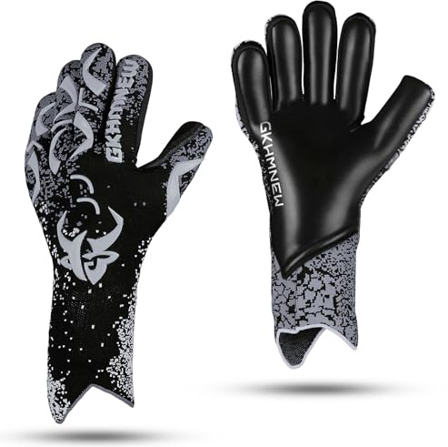 GKHMNEW Football Goalkeeping Gloves Kids Youth and Adult Provide Extreme Strong Control and Grip Breathable Comfortable Soccer Gloves High Performance Soccer Goalkeeper Gloves Equipment (Grey, 8)
