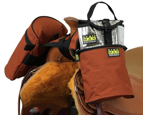 TrailMax Medium Horse Pommel Bags for Your Western Saddle; Insulated Saddle Bags for Horses; Camera or Cellphone Saddle Bag; Secured W/Straps; fits Western/Endurance Saddles, Rust