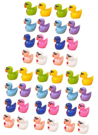 PHENOFICE Resin Mini Duck Figurines 40pcs Miniature Ducks Sunglasses Unique Decor for Car Garden Yard and Balcony