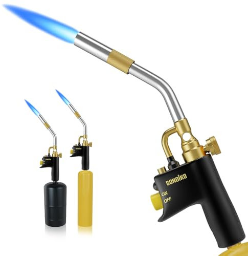 Sondiko Propane Torch, GJ-8000pro High Intensity Mapp Gas Torch Head, Trigger Start Plumbing Soldering Blow Torch Heavy Duty Blowtorch for Welding, Kitchen, BBQ (Gas Cylinders Not Included)