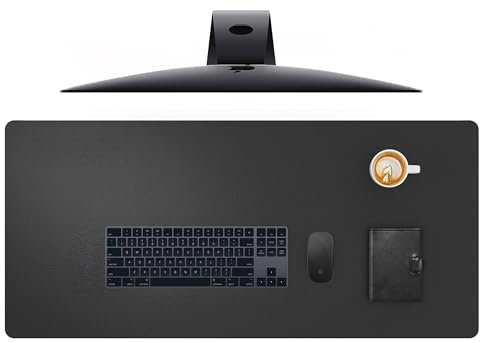 Onyx One Large Leather Desk Mat - 80x40cm Faux Leather Office Desk Pad, Non-Slip Waterproof Desk Protector for Work & Gaming, Extended Black Mouse Mat for Home Office or Computer Set Up
