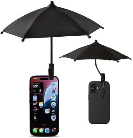 Phone Umbrella - Anti-Glare Sun Shade, Phone Umbrella for Sun iPhone, Clip On umbrella for phone sun shade, Protects from Sunlight and Glare, Outdoor Activities, Universal Fit for All Smartphones (Black)