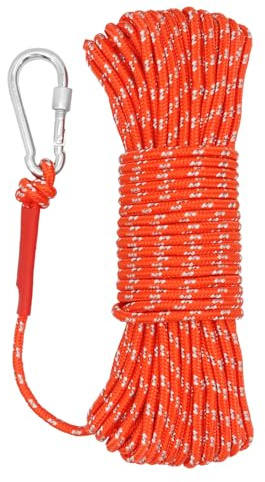 NewDoar 6 mm marin flytlina 550 kg, flätad och reflekterande, med krokar, 10 m, 20 m, 30 m, 50 m, för båt, camping, ankare, fiske, förtöjning, orange/10 m