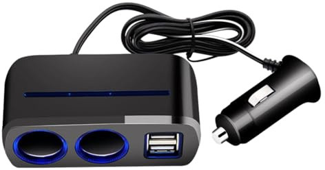 Billaddning Cigaretter Tändare Adapter 2 Uttag 2 USB-port Mobiltelefon