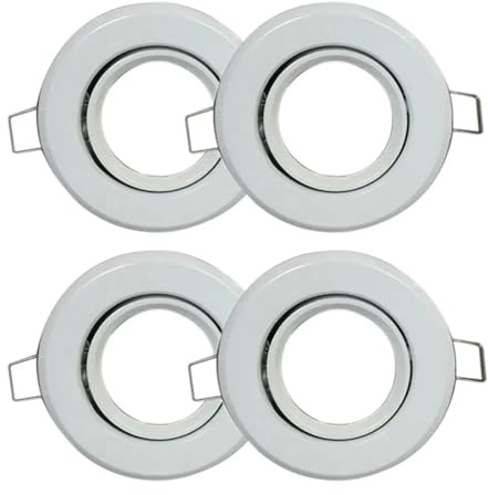 eufeifeiegds 4-delad MR11 GU4 spotlight, kabinett, gimbal, monteringsdiameter 70 mm, hål 50, 60, infällda satinvita ytor(White Face)