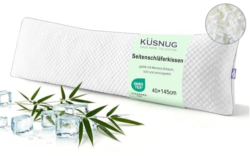 KUSNUG Cuscino Corporeo in Memory Foam 40x145 cm per Dormire sul Fianco, Altezza Regolabile con Cerniera, per Tutto il Corpo e Gravidanza, Set di 1