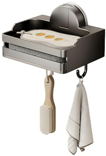 Aribliseza tvålskål ingen borrning med krok, droppbricka och svamp; tvålskål med dräneringshål; tvålskål i rostfritt stål med sugkopp