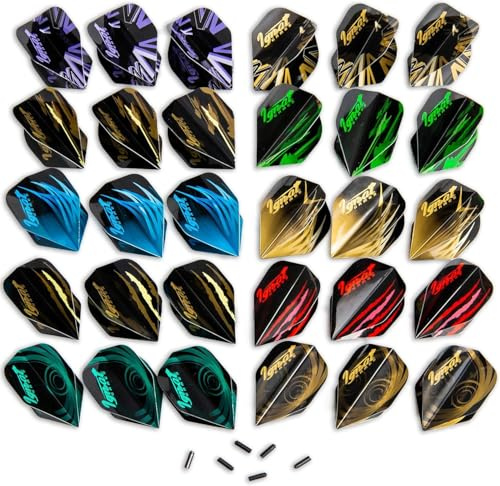 IgnatGames Dart Flights and Accessories – 18/30 GlideXPro 130 Micron Flights in Various Shapes and 6 Flight Protectors