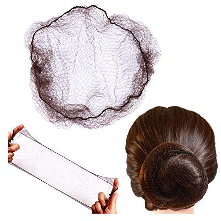 YANTAISIYU 50 Pcs Hair Net 20 Inch Invisible Elastic Mesh Wig nets for Hair Bun Food Service (Bulk Packing,Dark Brown)