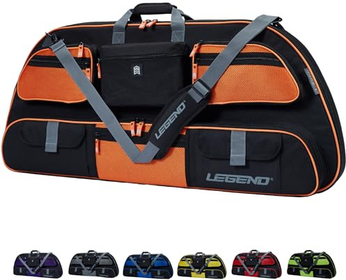 Legend Apollo Soft Bow Case for Compound Bow - Compound Bow Case with Multiple Storage & Foam Padding, Lightweight Bow and Arrow Case for Archery Accessories, Premium Bow Bag - 44 Black/Orange