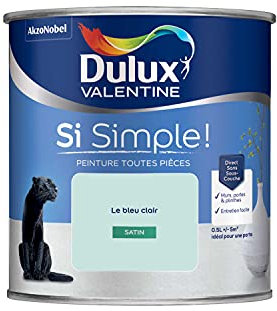 Dulux Valentine Peinture Si Simple Peinture Intérieure Toutes Pièces - Peinture Mur et Plafond, Porte et Plinthe - Couleur : Le Bleu Clair - 0,5 L