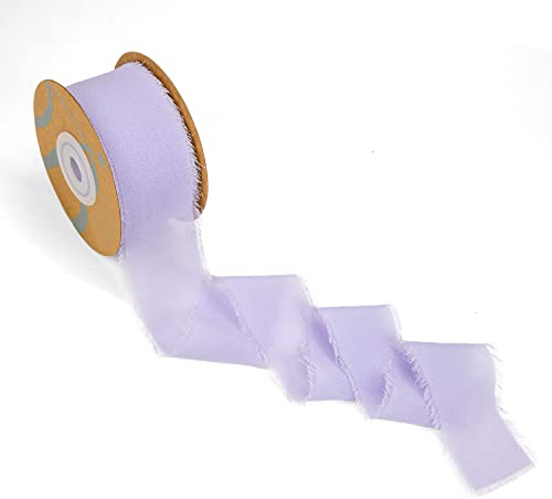 BARATTI Nastro Chiffon Sfrangiato di Seta 40mm X 15 Metri, per Artigianato, Natale, Decorazioni, Adatto Per confezionare Regali, Feste di Compleanno, Matrimoni, Bomboniere (Lilla)