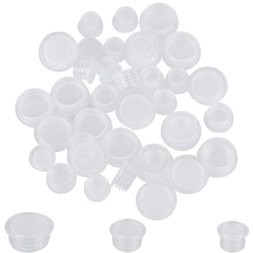 GORGECRAFT 60 tapón de Botella de Plástico de 3 tamaños con Anillo de Extracción,Tapón de Salero Y Pimentero,Tapón de Repuesto Transparente de 11 mm,13 mm,19 mm de Diámetro Interior,Tapas de Extremo