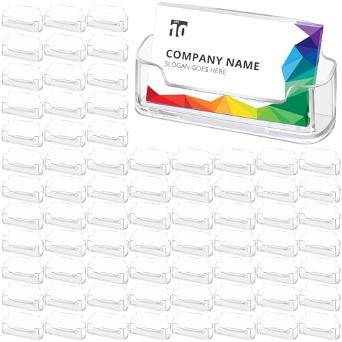 Mototo Acrylic Business Card Holder for Desk, 20 Pack Plastic Business Card Display Clear Business Card Holder Desktop Cards Stand for Home Office Exhibition Desk Table, Fits 30-50 Business Cards