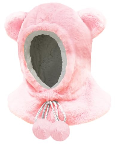 JFAN Enfants Chapeau Hiver Chaud Bonnet Doublé en Polaire Mignon Cagoule Beanie pour Filles Garçons 2 à 12 Ans Rose