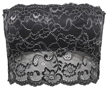 ONLY Onlchloe Haut Bandeau en Dentelle pailletée, Noir, M