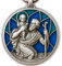 ELBKAISER Porte-clés de voiture Saint Christophe - Pendentif de voiture Saint Christophe pour automobilistes - Saint Christophe pour voiture - Pendentif Saint Christophe pour voiture, Bleu émail