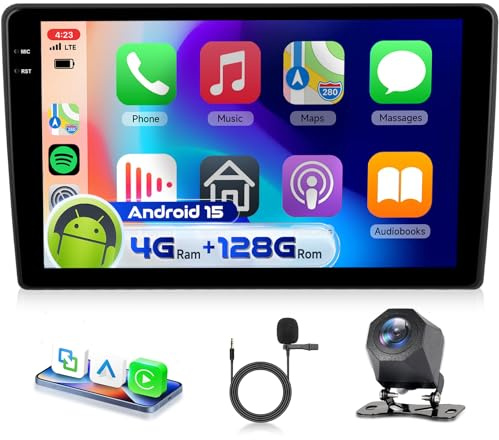4G&128G VECHTEL 9 Bilradio för Citroen Berlingo 2015-2018/Peugeot Partner 2008-2019 med trådlös Android Auto Carplay, Auto Radio Bluetooth FM/RDS-radio, EQ, Navi Wi-FI/AHD backkamera