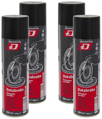 Genérico Datacol Databrake | Limpiador de Frenos Profesional en Spray | Eliminador de Grasa, Aceite y Polvo de Freno | 500 ml | Pack 4 Unidades, Referencia Z325123ES