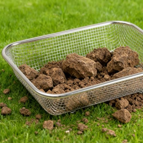 YAGEANNL Metal Garden Soil Sieve,38x28x8cm Large Heavy Duty Metal Garden Sieve for Soil and Stones,Steel Soil Sifter Mesh Garden Riddle for Interior Decoration,Sifting and Filtering Sand Compost